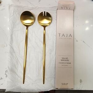 Taja Collection Gold Salad Servers New